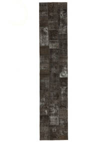 Persischer Patchwork Teppich 83X411 Läufer Schwarz/Dunkelgelb (Wolle, Persien/Iran)