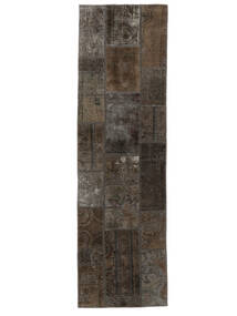 Patchwork Teppich 74X254 Läufer Schwarz/Braun Wolle, Persien/Iran Carpetvista