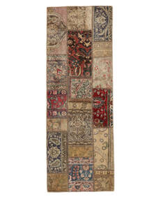 74X207 絨毯 パッチワーク モダン 廊下 カーペット 茶色/ブラック (ウール, ペルシャ/イラン) Carpetvista