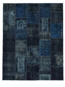 Patchwork Rug 203X257 Black/Dark Blue Wool, Persia/Iran Carpetvista