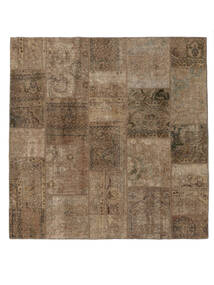 絨毯 パッチワーク 201X204 正方形 茶色/ブラック (ウール, ペルシャ/イラン)