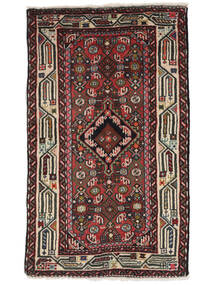  Orientalischer Asadabad Teppich 62X104 Schwarz/Dunkelrot Wolle, Persien/Iran Carpetvista