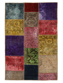 Patchwork Teppich 105X157 Schwarz/Braun Wolle, Persien/Iran Carpetvista