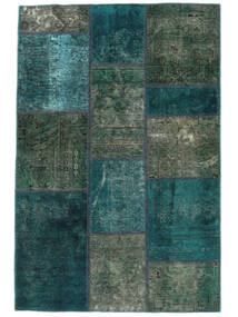 Patchwork Rug 104X157 Black/Dark Green Wool, Persia/Iran Carpetvista