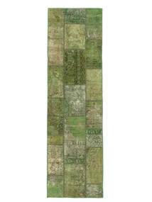 75X256 Tapis Patchwork Moderne De Couloir Vert/Vert Foncé (Laine, Perse/Iran) Carpetvista