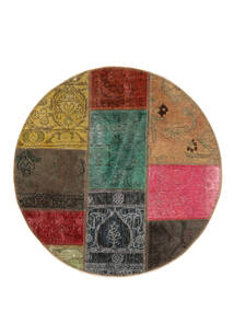  Ø 100 Patchwork Rug Round Brown/Black Persia/Iran Carpetvista