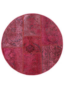  Ø 100 Patchwork Rug Modern Round Dark Red/Black (Wool, Persia/Iran) Carpetvista