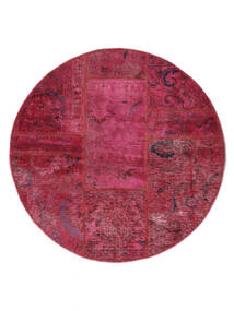 Tapete Patchwork Ø 100 Redondo Vermelho Escuro (Lã, Pérsia/Irão)