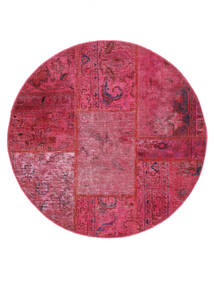  Ø 100 Patchwork Matot Matto Moderni Pyöreä Tummanpunainen/Punainen (Villa, Persia/Iran) Carpetvista