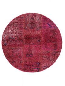 Dywan Patchwork Ø 100 Okrągły Ciemnoczerwony/Czarny (Wełna, Persja/Iran)