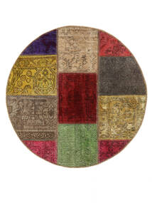  Ø 100 Vintage Klein Patchwork Teppich Wolle, Carpetvista