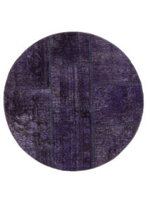 Tapis Patchwork Ø 100 Rond Noir/Violet Foncé (Laine, Perse/Iran