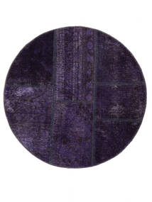 Alfombra Persa Patchwork Ø 100 Redonda Negro/Púrpura Oscuro (Lana, Persia/Irán)