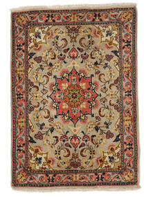 77X95 絨毯 オリエンタル クム Kork/シルク 茶色/ブラック (ウール, ペルシャ/イラン) Carpetvista