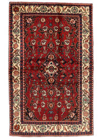 絨毯 ナハバンド 134X211 深紅色の/黒 (ウール, ペルシャ/イラン)