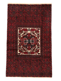  Persischer Belutsch Teppich 89X145 Schwarz/Dunkelrot (Wolle, Persien/Iran)