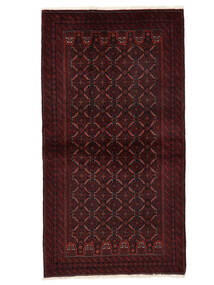  Orientalischer Belutsch Teppich 107X202 Schwarz/Dunkelrot Wolle, Persien/Iran Carpetvista