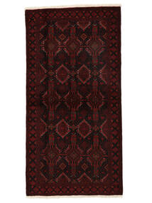  Persischer Belutsch Teppich 103X200 Schwarz/Dunkelrot (Wolle, Persien/Iran)