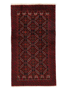 絨毯 バルーチ 94X176 廊下 カーペット ブラック/ダークレッド (ウール, ペルシャ/イラン)