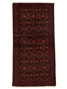  Persischer Belutsch Teppich 100X192 Schwarz/Dunkelrot (Wolle, Persien/Iran)