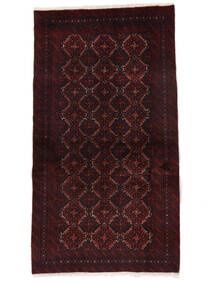  バルーチ 絨毯 93X166 ペルシャ ウール 黒/深紅色の 小 