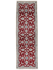 絨毯 ナイン 77X248 廊下 カーペット ダークレッド/ダークグレー (ウール, ペルシャ/イラン)