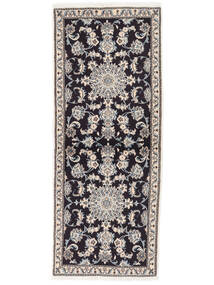 絨毯 ペルシャ ナイン 78X195 廊下 カーペット ブラック/茶色 (ウール, ペルシャ/イラン)