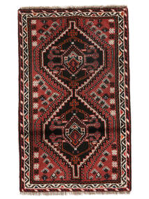 Tapis Persan Shiraz 75X122 Noir/Rouge Foncé (Laine, Perse/Iran)