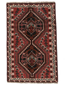 Tapis Persan Shiraz 74X118 Noir/Rouge Foncé (Laine, Perse/Iran)