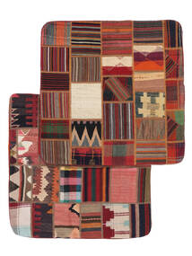 80X80 絨毯 Patchwork Pillowcase - Iran オリエンタル 正方形 ダークレッド/ブラック (ウール, ペルシャ/イラン) Carpetvista