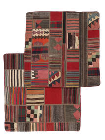  Orientalsk Patchwork Pillowcase - Iran Tæppe 90X90 Kvadratisk Mørkerød/Sort Uld, Persien/Iran Carpetvista