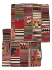 Tapete Patchwork Pillowcase - Iran 90X90 Quadrado Vermelho Escuro/Preto (Lã, Pérsia/Irão)