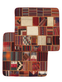 80X80 絨毯 Patchwork Pillowcase - 2 Pack オリエンタル 正方形 深紅色の/黒 (ウール, ペルシャ/イラン)