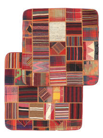Tapete Oriental Patchwork Pillowcase - Iran 80X80 Quadrado Vermelho Escuro/Vermelho (Lã, Pérsia/Irão)