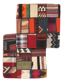 絨毯 Patchwork Pillowcase - Iran 65X65 正方形 ブラック/ダークレッド (ウール, ペルシャ/イラン)