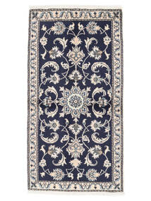  Persischer Nain Teppich 70X135 Schwarz/Dunkelgrau (Wolle, Persien/Iran)