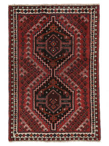 83X124 Tapis Shiraz D'orient Noir/Rouge Foncé (Laine, Perse/Iran) Carpetvista