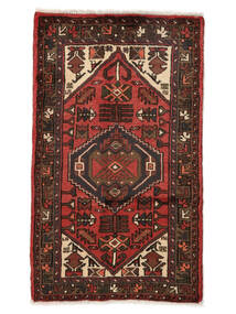 絨毯 ハマダン 71X122 ブラック/ダークレッド (ウール, ペルシャ/イラン)