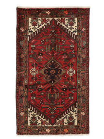 73X130 絨毯 ハマダン オリエンタル ブラック/ダークレッド (ウール, ペルシャ/イラン) Carpetvista
