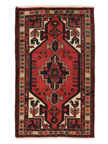 絨毯 ハマダン 72X120 ブラック/ダークレッド (ウール, ペルシャ/イラン)