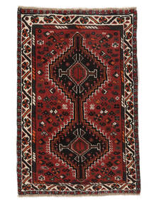 Shiraz Teppich 78X118 Schwarz/Dunkelrot Wolle, Persien/Iran Carpetvista