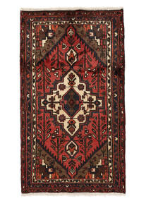 絨毯 ハマダン 73X127 ブラック/ダークレッド (ウール, ペルシャ/イラン)