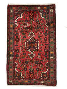 絨毯 ハマダン 78X126 ブラック/ダークレッド (ウール, ペルシャ/イラン)