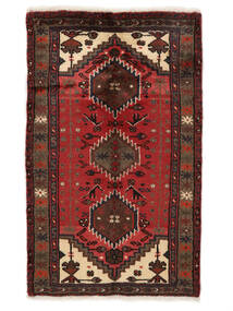 絨毯 ハマダン 74X120 ブラック/ダークレッド (ウール, ペルシャ/イラン)
