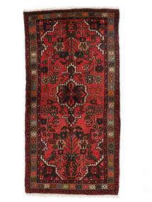  67X132 Hamadan Vloerkleed Zwart/Donkerrood Perzië/Iran Carpetvista