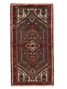 Dywan Perski Hamadan 74X140 Czarny/Ciemnoczerwony (Wełna, Persja/Iran)