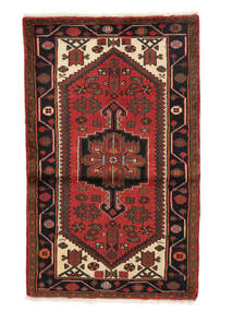 絨毯 ハマダン 73X120 ブラック/ダークレッド (ウール, ペルシャ/イラン)