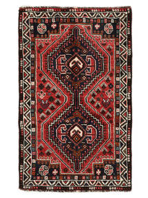 88X141 Shiraz Teppe Orientalsk Svart/Mørk Rød (Ull, Persia/Iran) Carpetvista