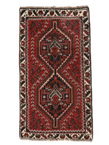 Tapete Oriental Shiraz 73X133 Preto/Vermelho Escuro (Lã, Pérsia/Irão)