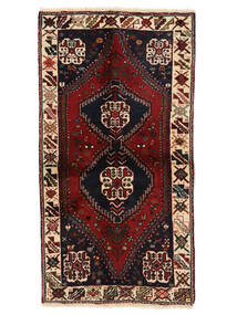 絨毯 オリエンタル シラーズ 74X140 ブラック/ダークレッド (ウール, ペルシャ/イラン)